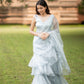 Silver Organza Pre Draped Saree by Dorie