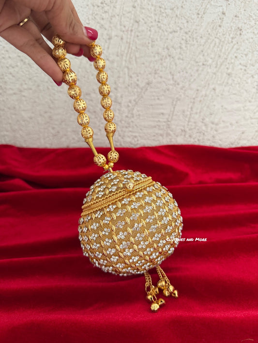 Mini Metal Potli Bag Gold