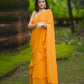 Yellow Georgette Pre Draped Saree by Dorie