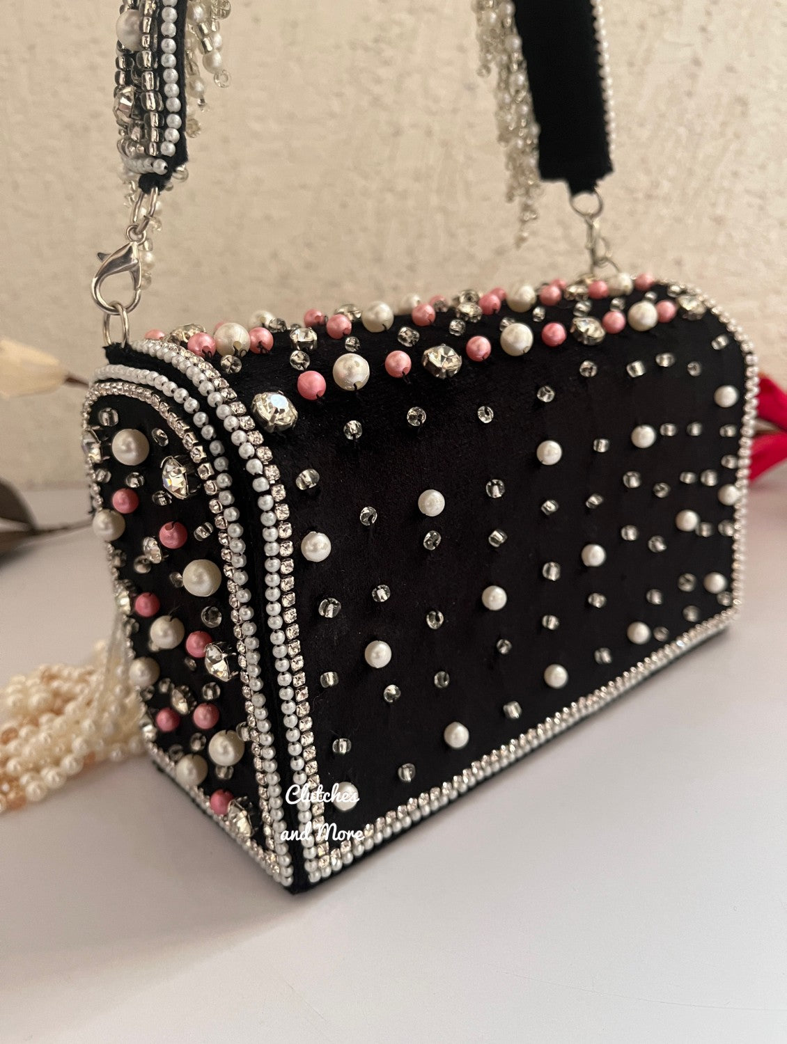 Premium Tassle Box clutch Black