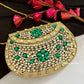 Kasika Kundan Brass Clutch Gold Green