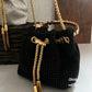 Black Bucket Bag with Handle