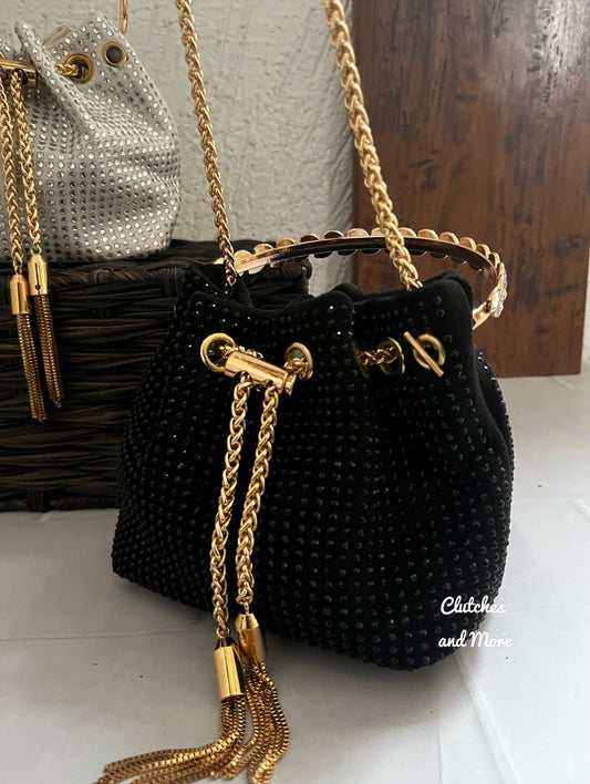 Black Bucket Bag with Handle