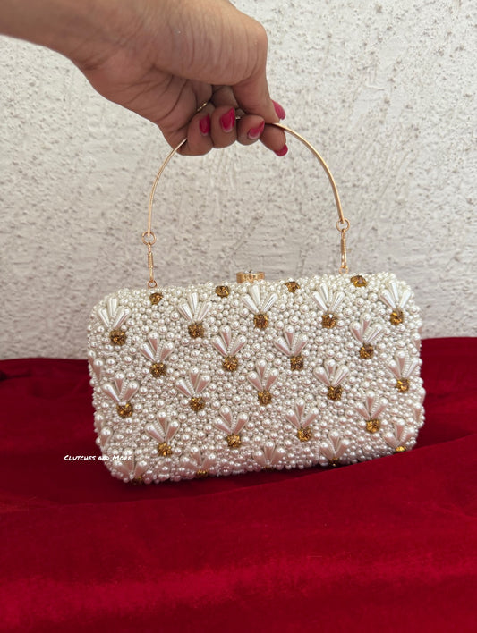 Penny Pearl Clutch White