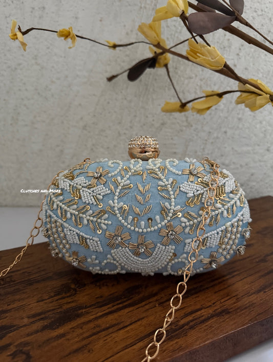Aarohi Light Blue Capsule Clutch