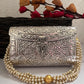 Silver Brass Clutch with Pearl Handle