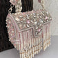 Premium Tassle Box clutch Baby Pink