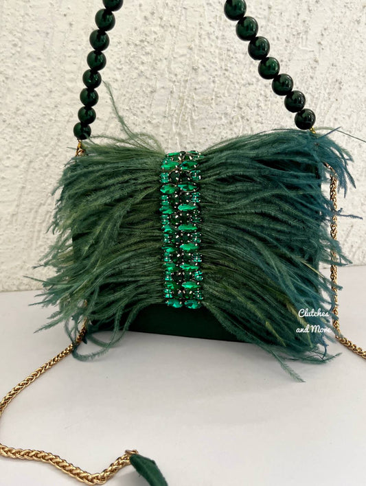 Feather Flap Bag Green