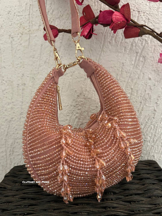 Aamna Moon Crystal Bag Rose Gold
