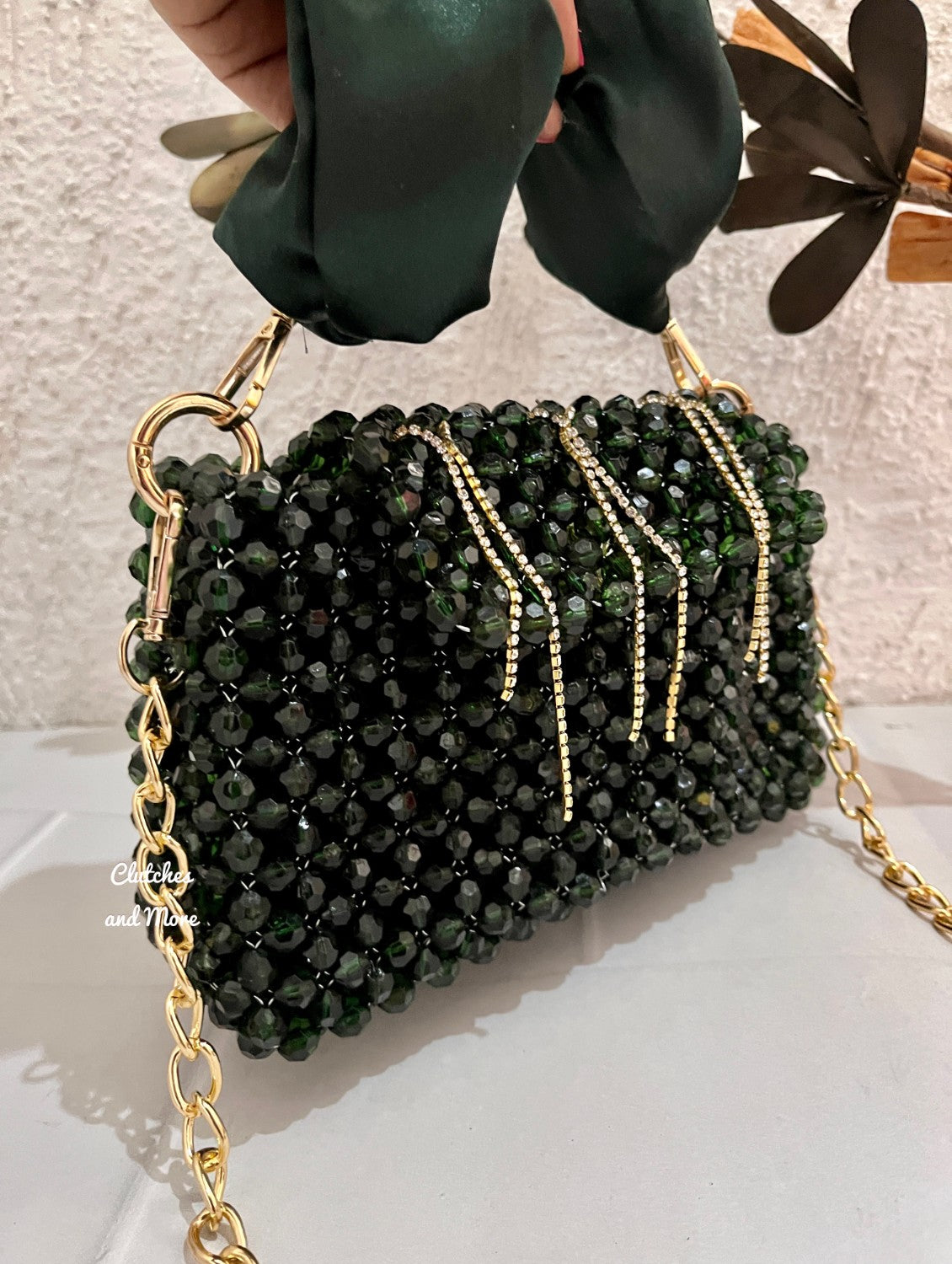 Celebrity Edit Crystal Bag Green