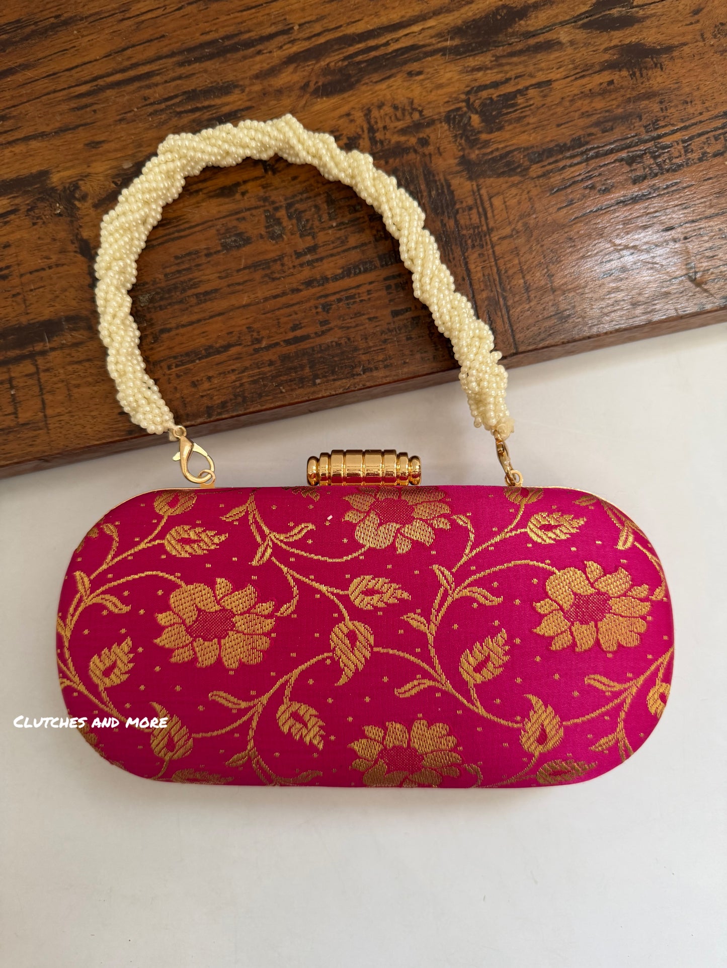 Adaa Banarsi Clutch Rani Pink