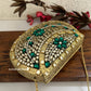Kasika Kundan Brass Clutch Gold Green
