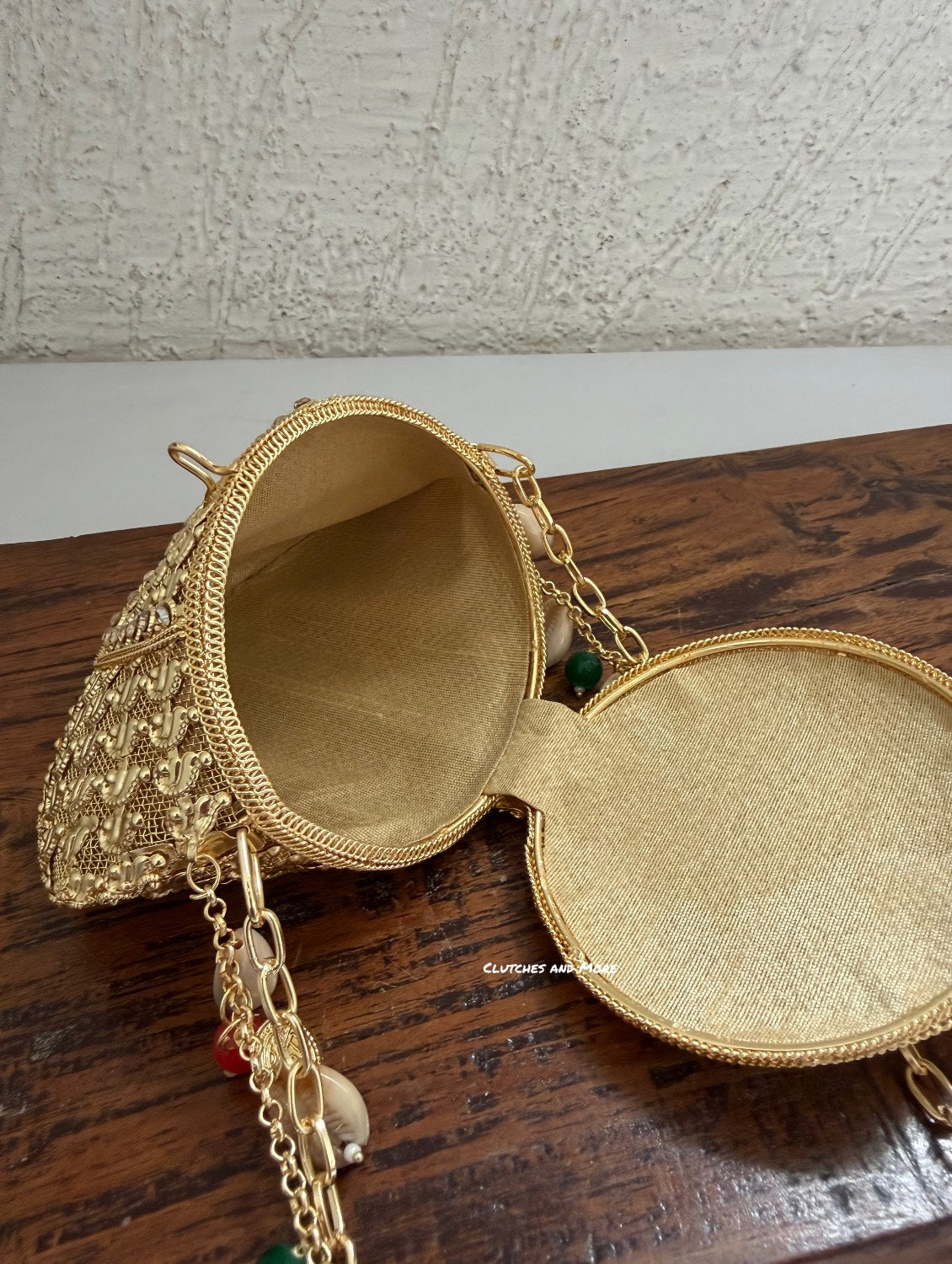 Noor Brass Mini Gold Clutch