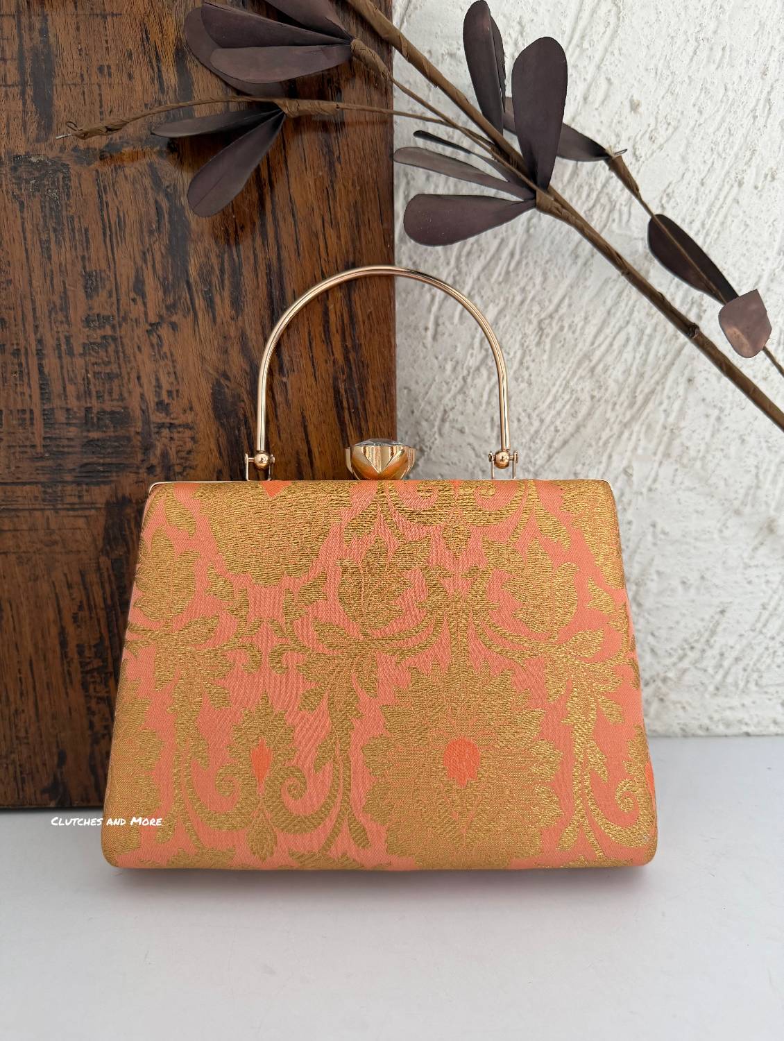 Hoor Banarsi Clutch Peach