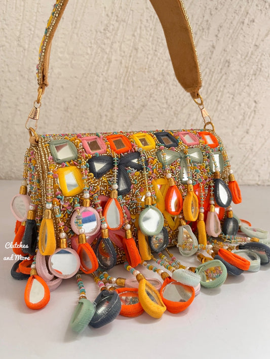 Mirror Flap Bag Multicolored ( Gold Base )