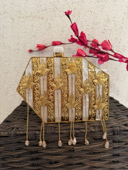 Arabella Gold White Mother of Pearl Clutch