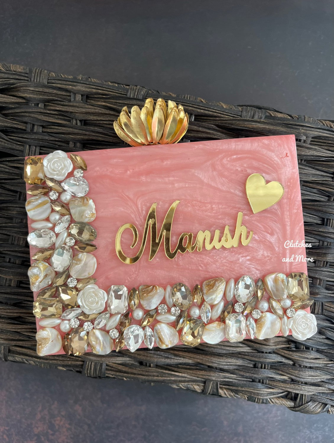 Light Pink Resin clutch with Name