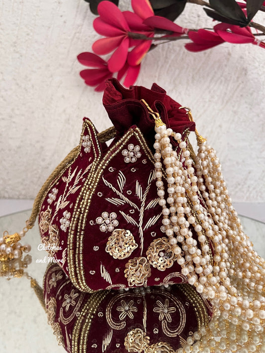 Dabka Lotus Potli Maroon