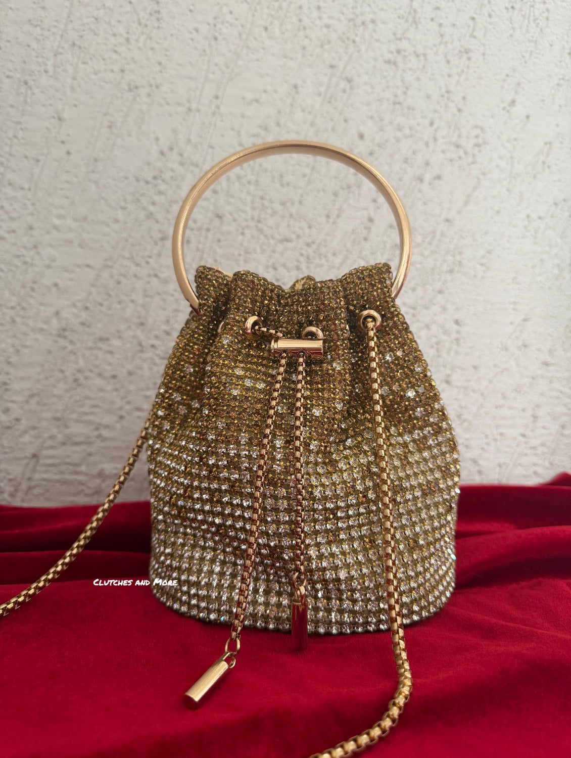 Rhinestone Bucket Bag Gold