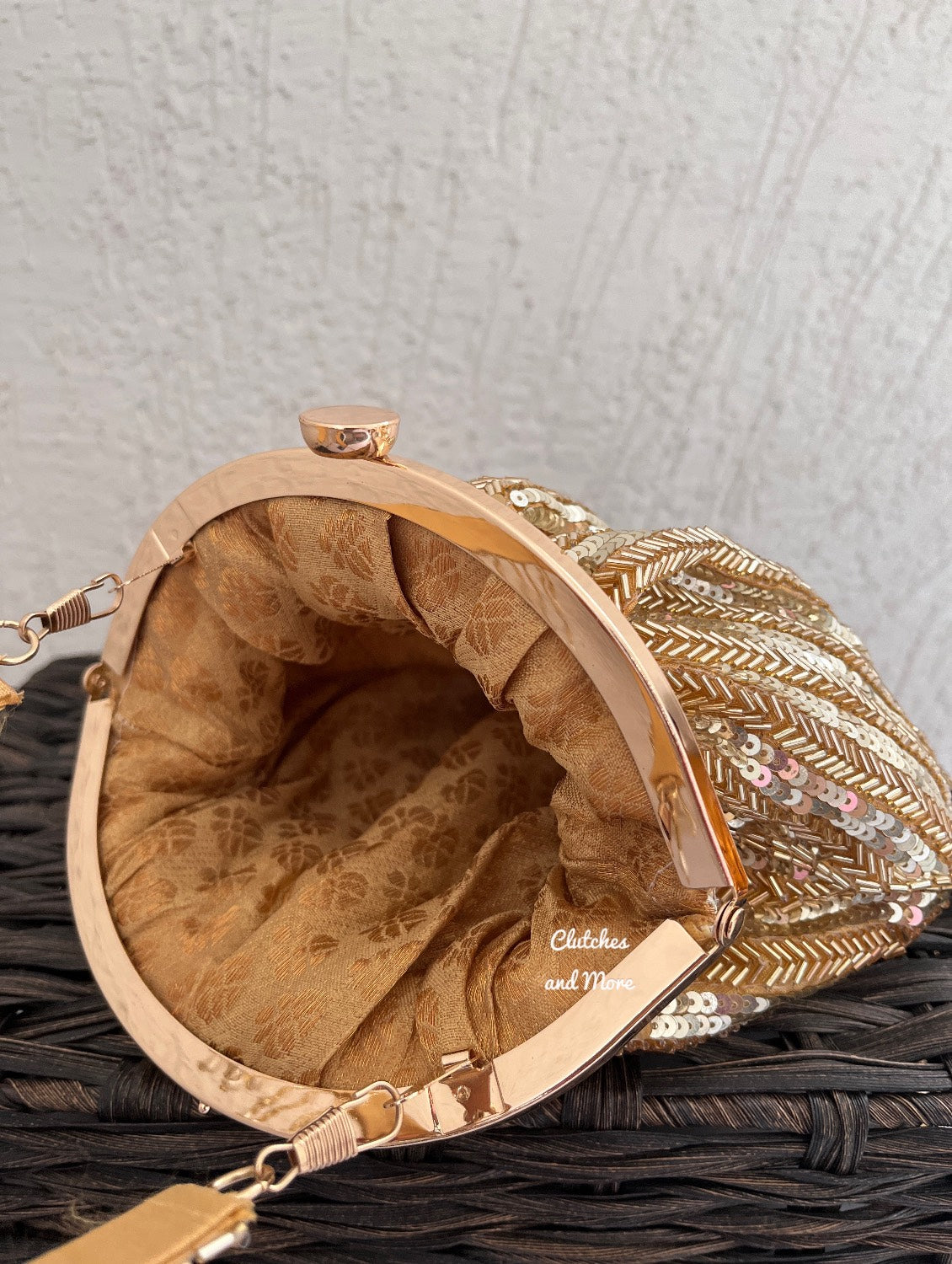 Gold Crystal Batua Bag