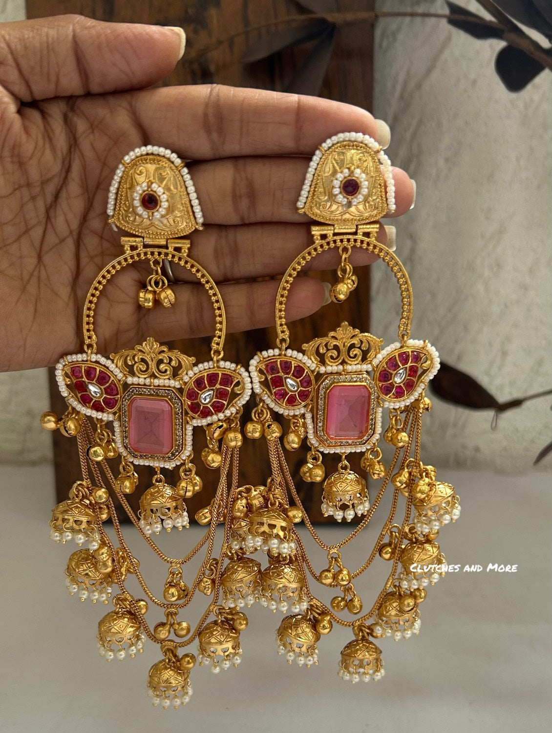 Farhana Kashmiri Jhumka Pink Red