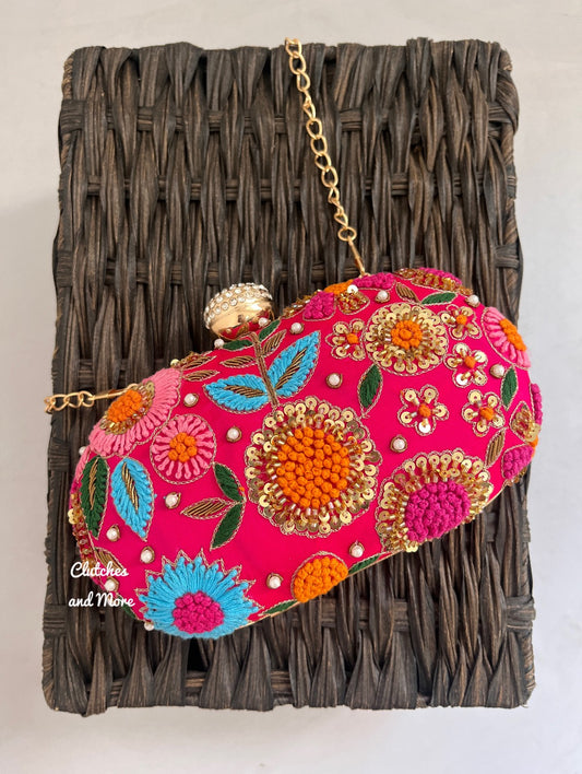 Floral Pink Capsule Clutch