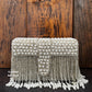 Silver and pearl box clutch