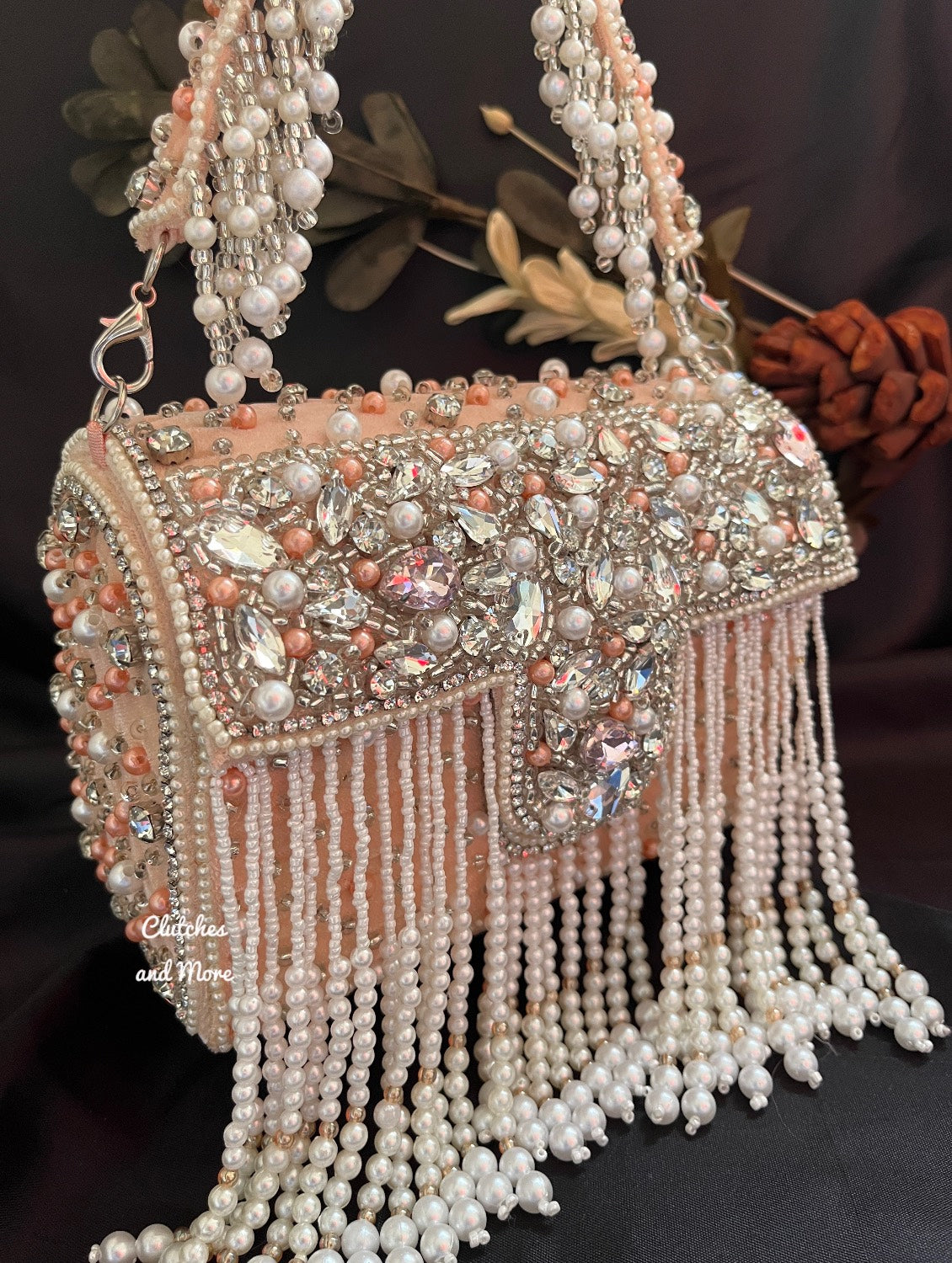 Premium Tassle Box clutch Peach