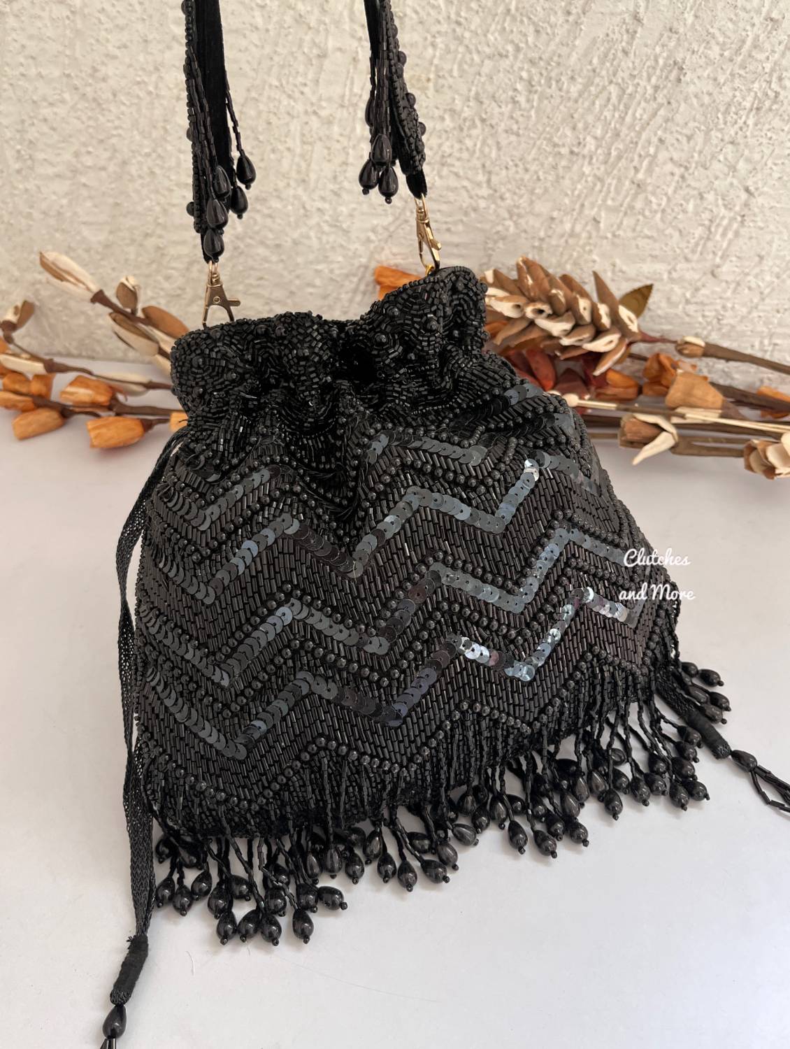 Black Zigzag Potli