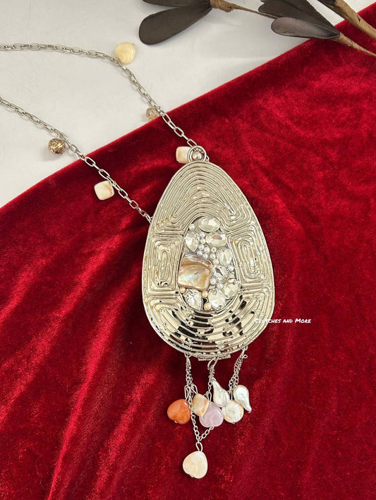 Mini Mother of Pearl Clutch Oval Silver