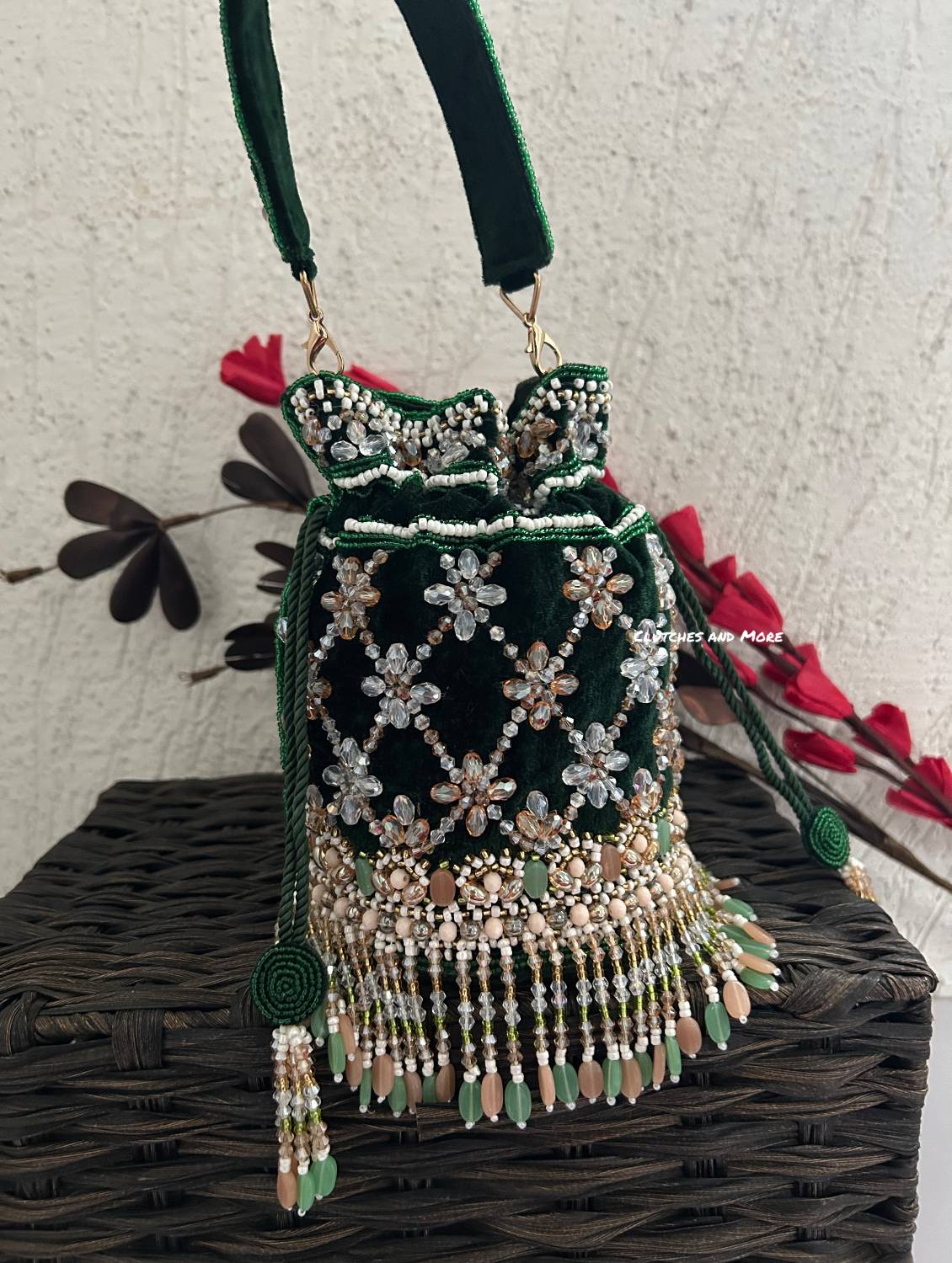 Vaidehi Luxe Potli Bag Green