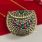 Kasika Kundan Brass Mini Clutch Multicolored