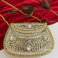 Kashish Kundan Brass Clutch White Gold