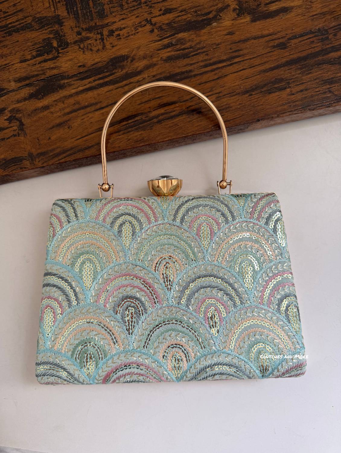 Rainbow Chikankari Bag Blue