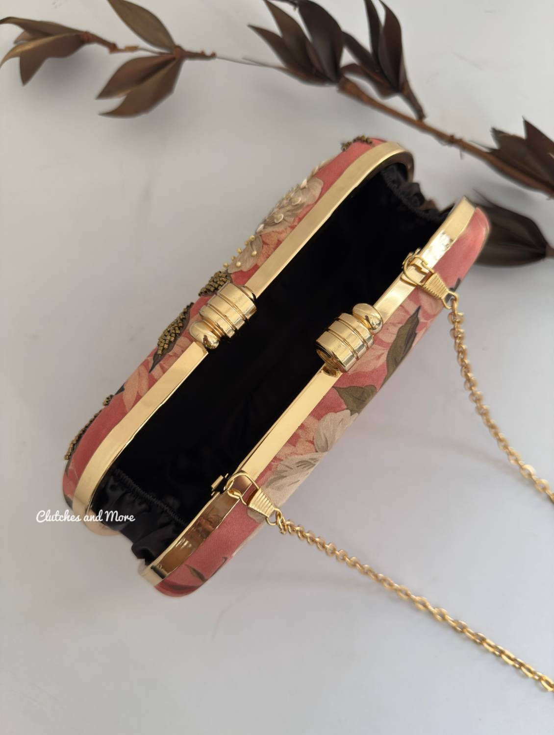 Poppy Floral Capsule Clutch Peach Base