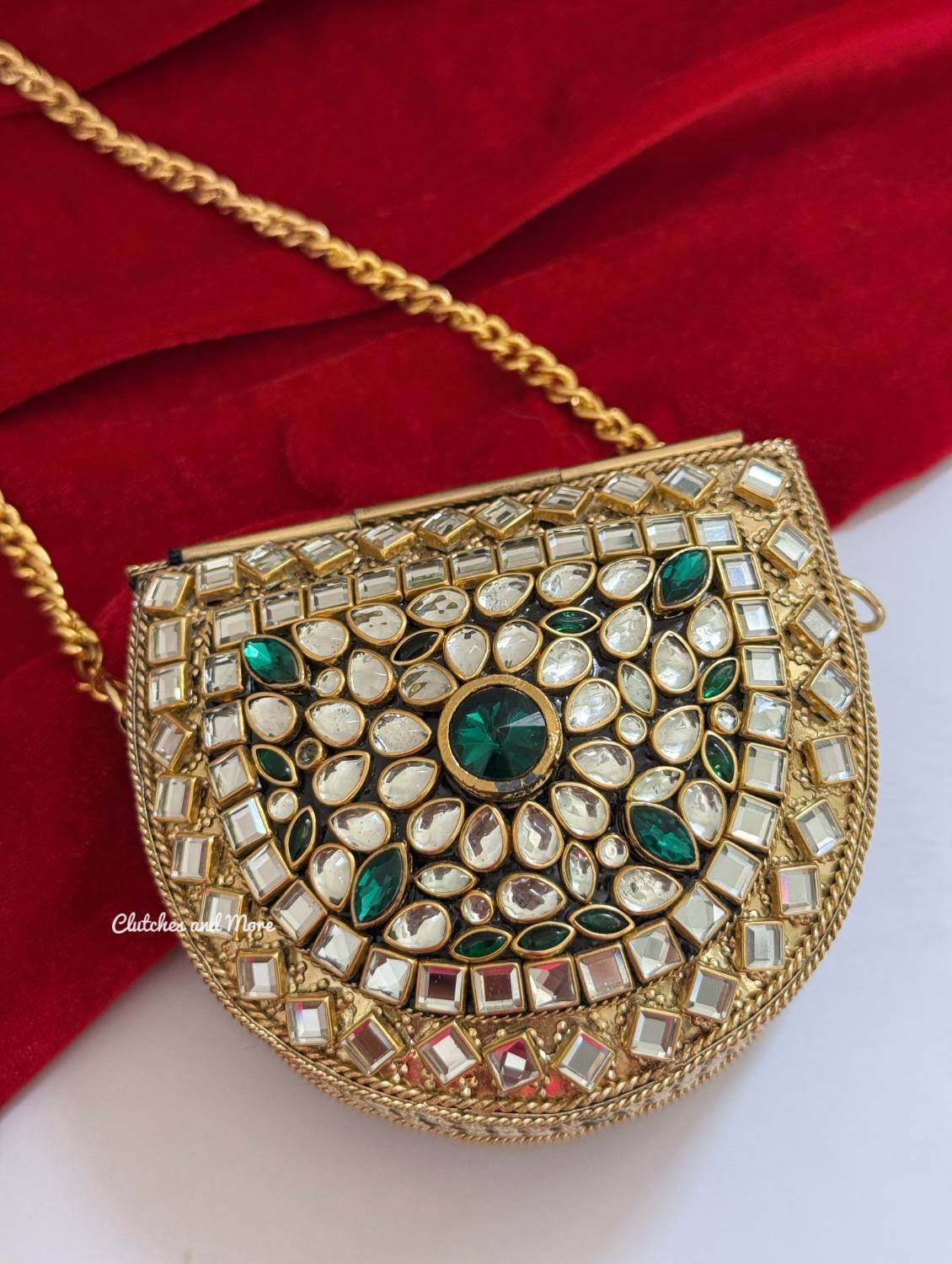 Kashish Kundan Brass Clutch Mini