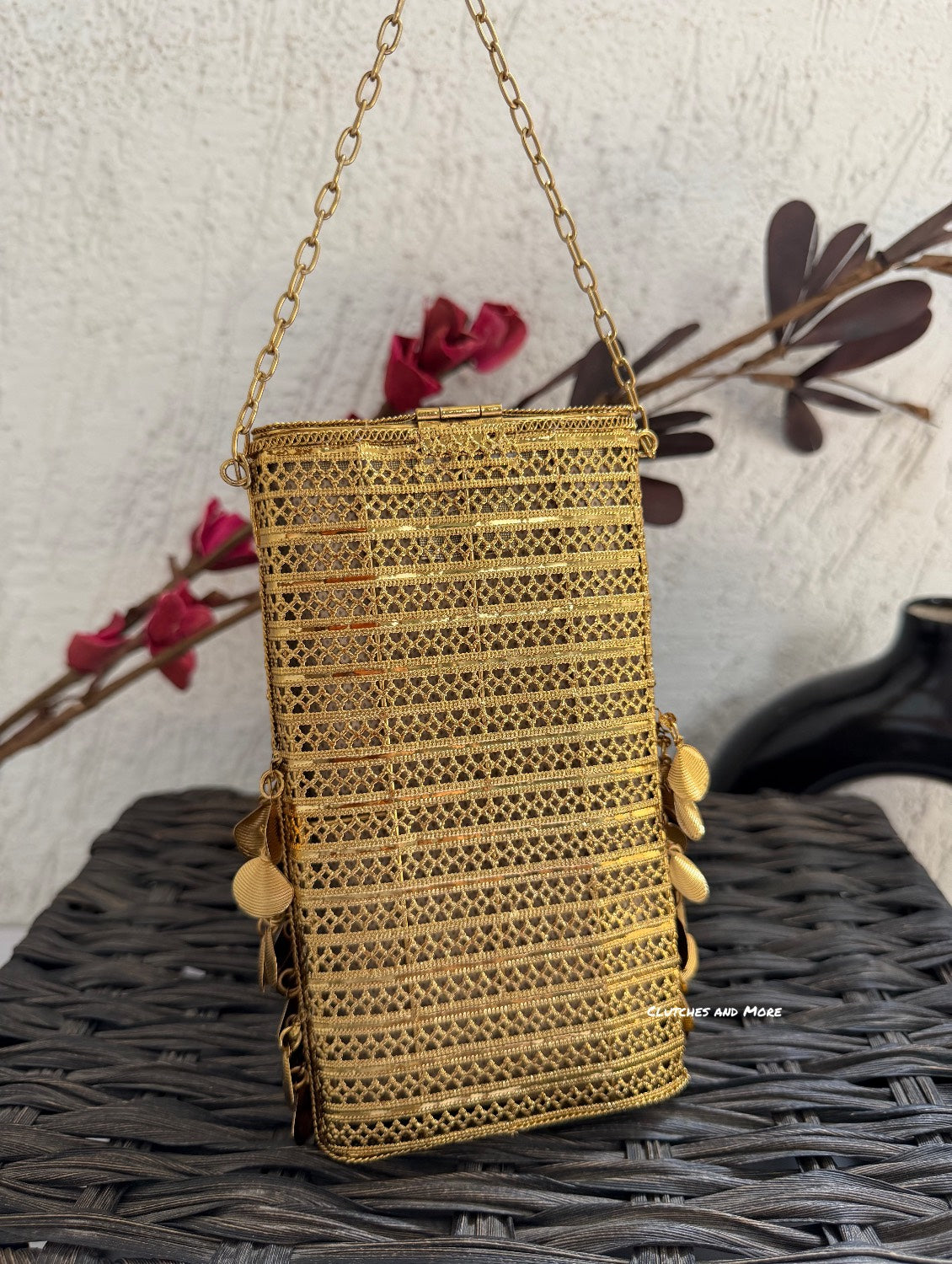 Zarika Brass Mobile Sling cum Waist Bag Gold