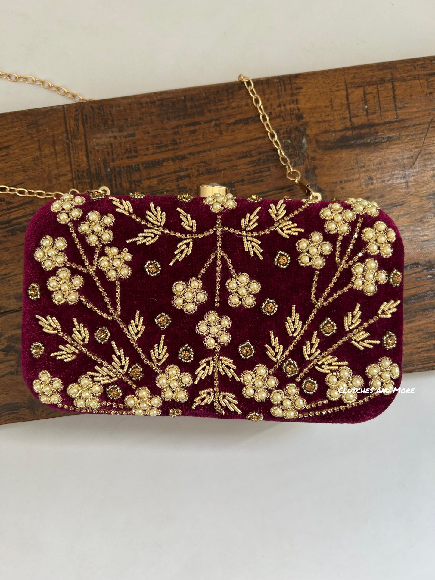 Wine Handwork Clutch Bag
