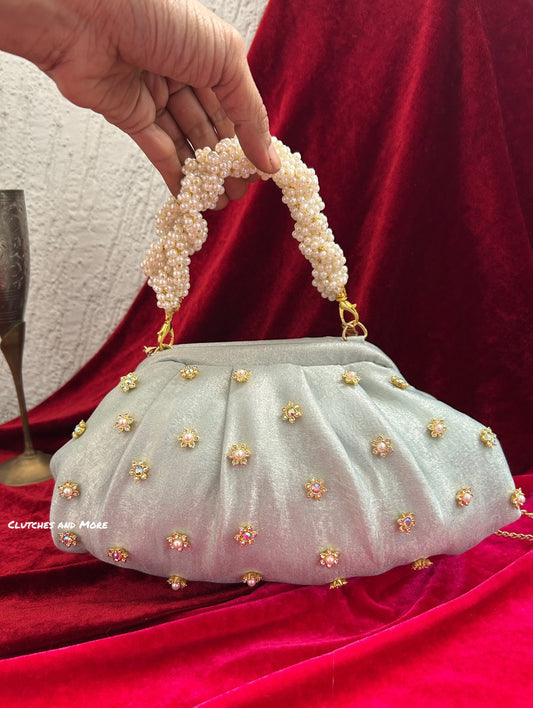 Kundan Batua Bag Light Blue