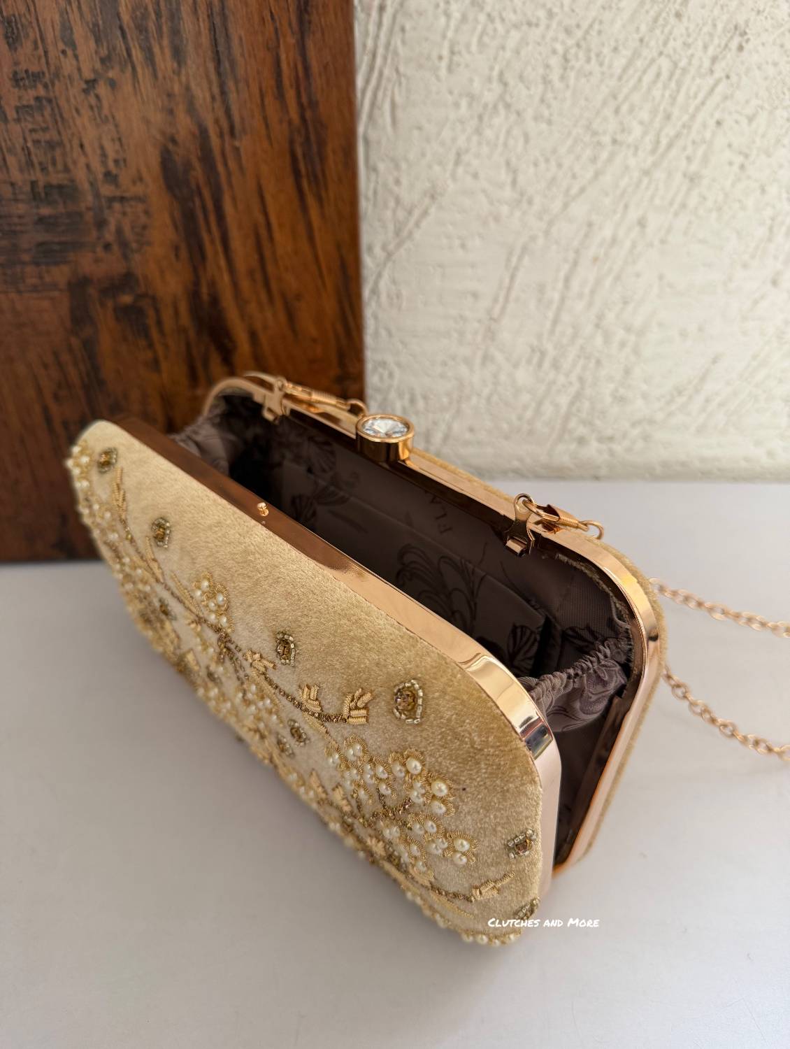 Maahi Gold Handwork Clutch Bag