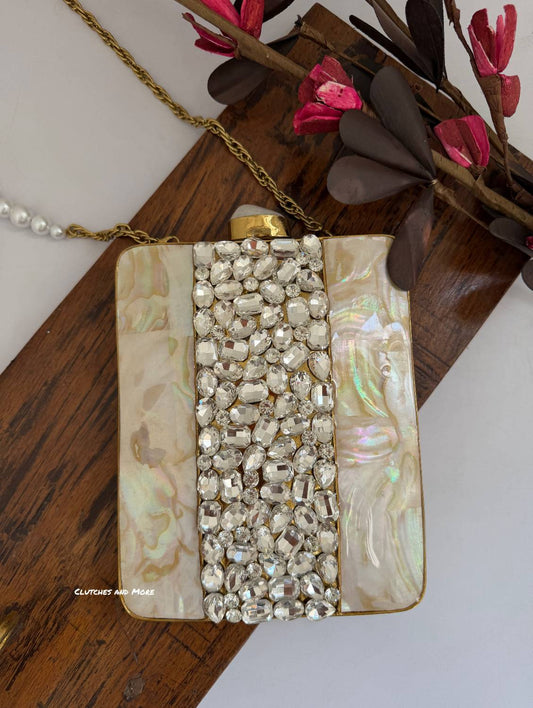 Mother of Pearl luxury clutch Gold