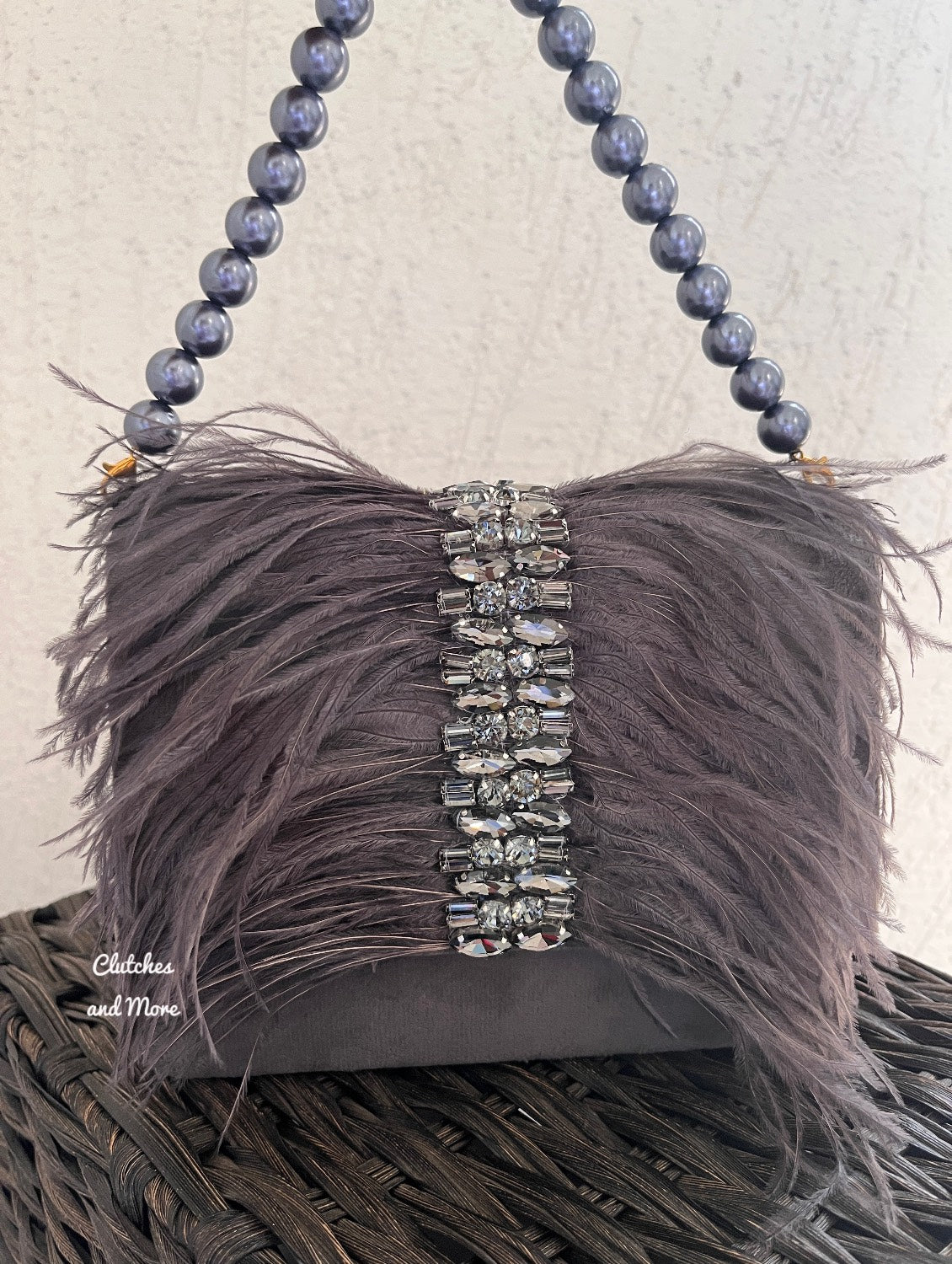 Feather Flap Bag Grey