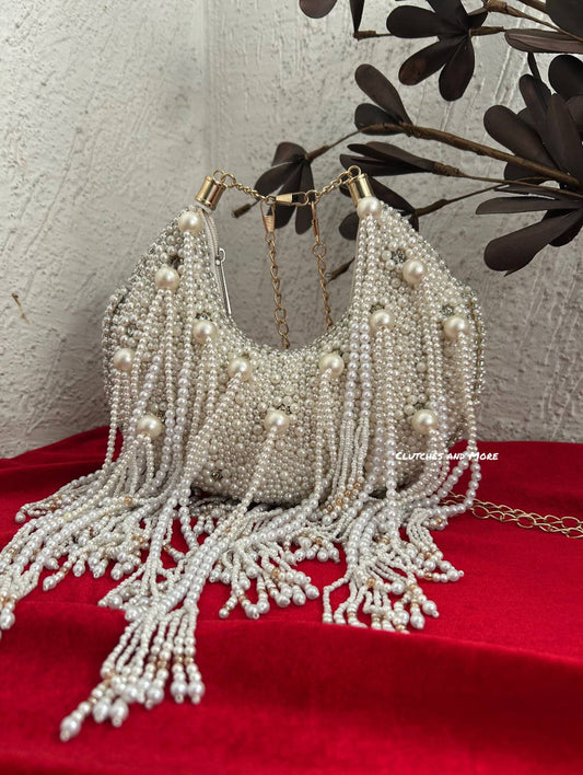 All pearl Moon Clutch