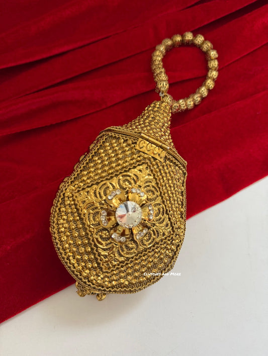 Mini Metal Potli Bag  Gold