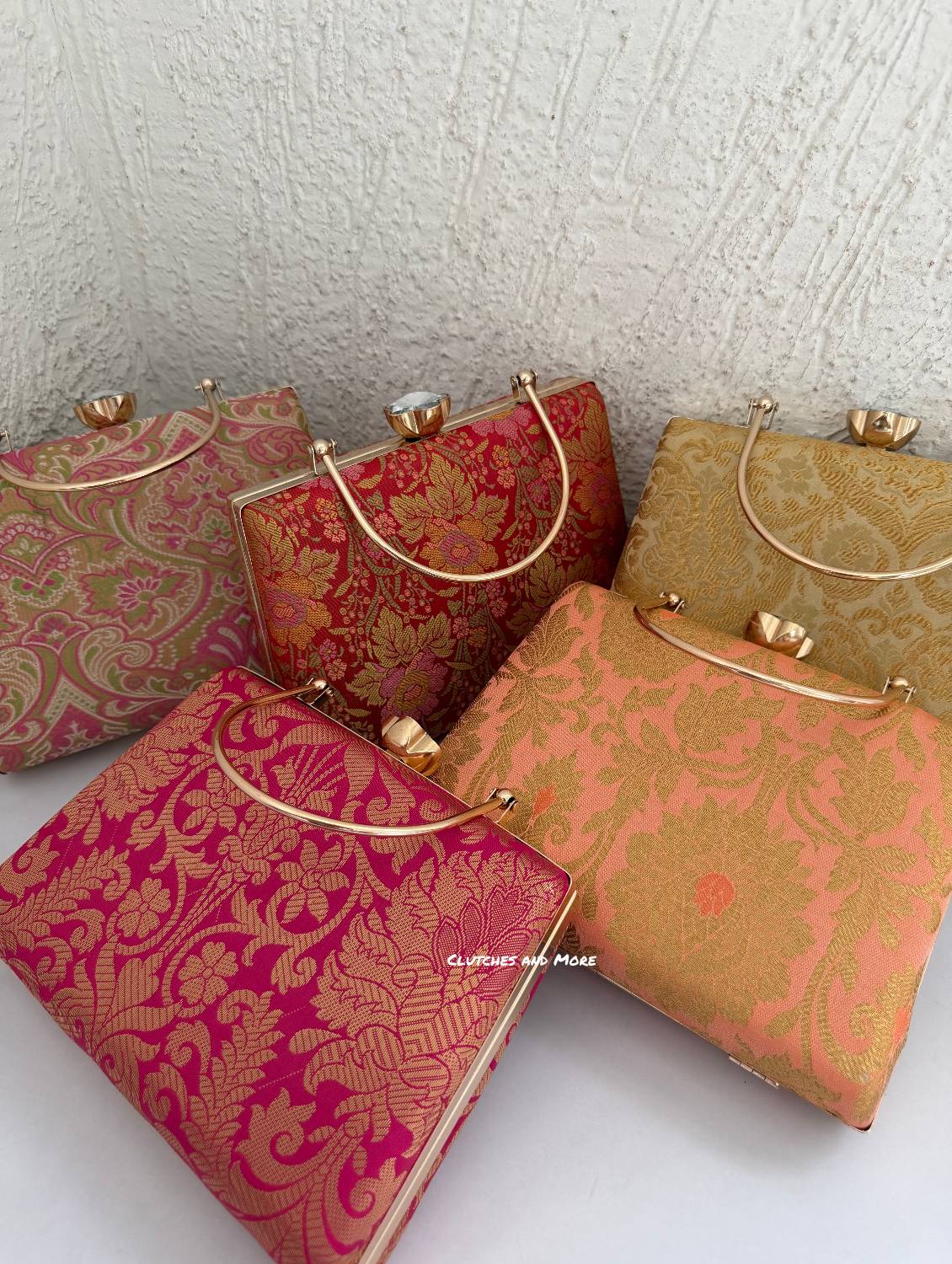 Hoor Banarsi Clutch Red Floral
