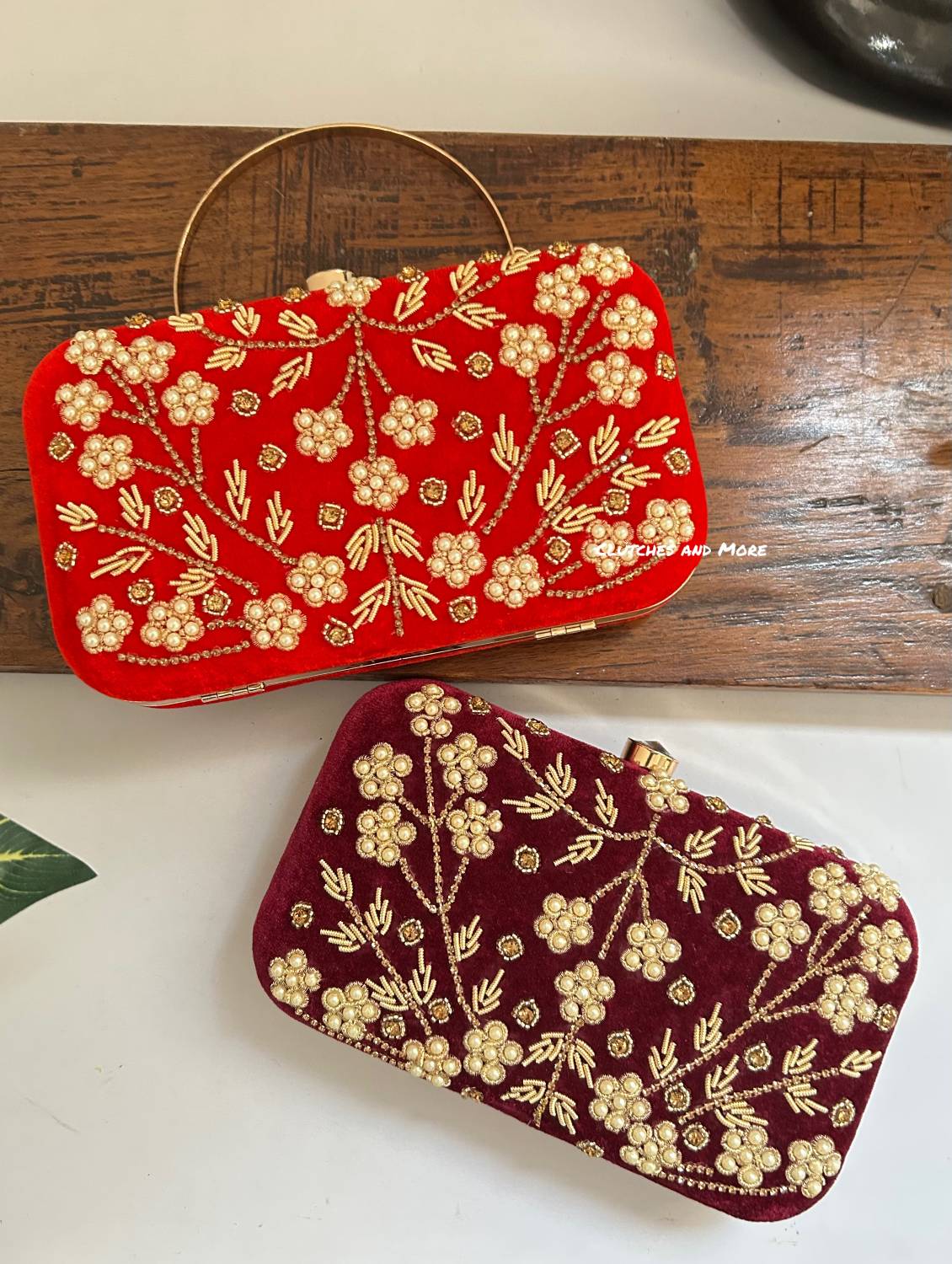 Maahi Red Handwork Clutch Bag