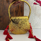 Ridhima Brass Clutch with Tassles (Red)