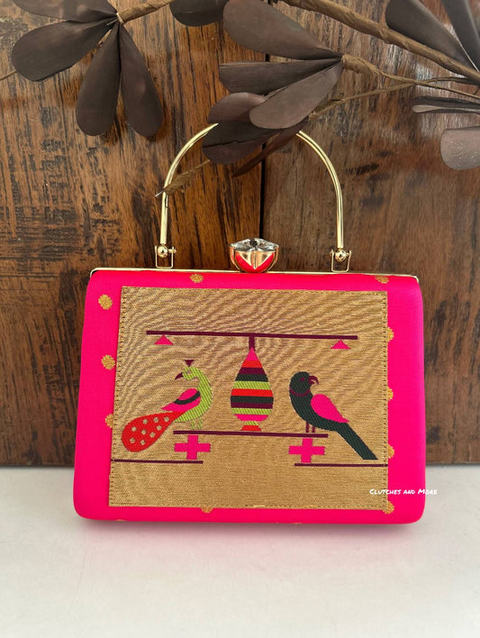 Paithani Clutch Pink