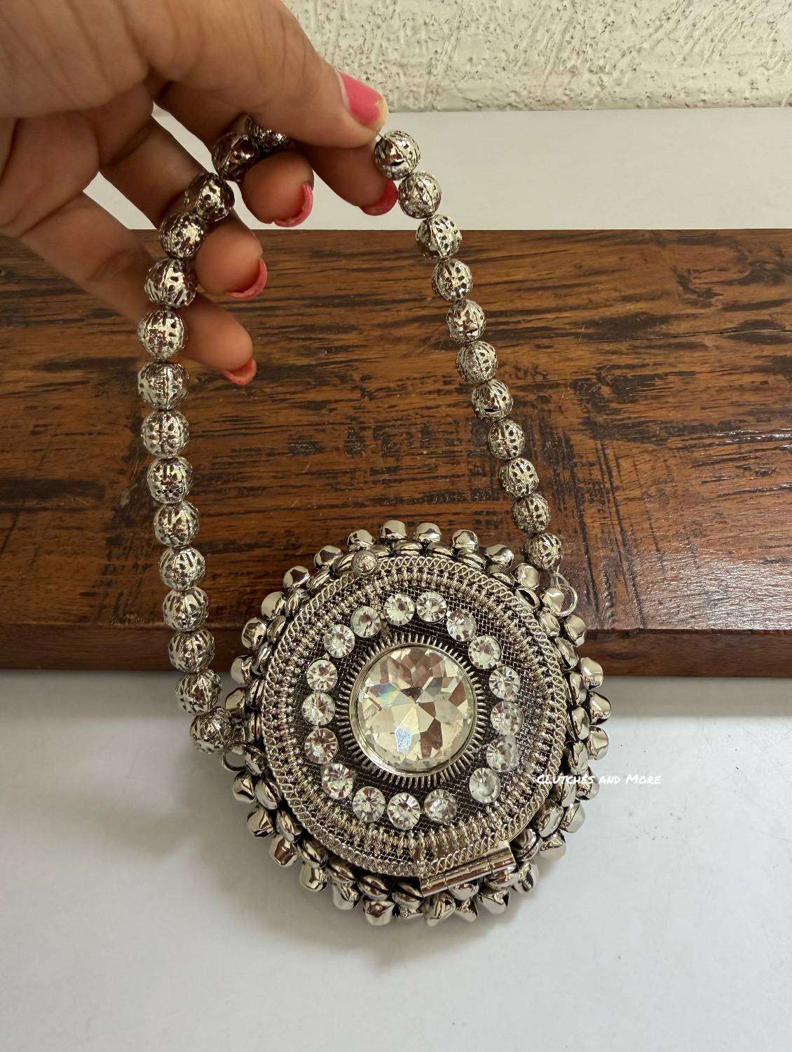 Mini Metal Round Ghunghroo Bag Silver