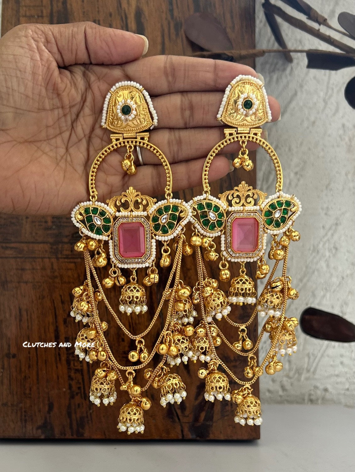 Farhana Kashmiri Jhumka Pink Green